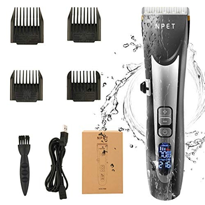 NPET - Rasoio professionale da uomo, tosaerba ricaricabile per barba con lama in ceramica regolabile a 5 velocità, regolazione di lunghezza Multi 0,8-