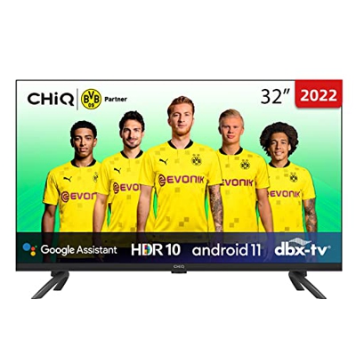 CHiQ L32G7L 80 cm (32 pollici) Nuovissimo TV Android 11 senza cornice, HDR, dbx-tv, Smart TV, Netflix/Prime video/Youtube, Wi-Fi 2.4/5G, Bluetooth, Ch