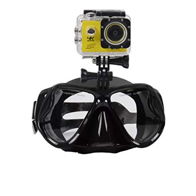 Yanhonin - Occhiali da nuoto anti appannamento per fotocamera sportiva GoPro, impermeabili, in silicone liquido, maschera da immersione, Y9FF500135-BK