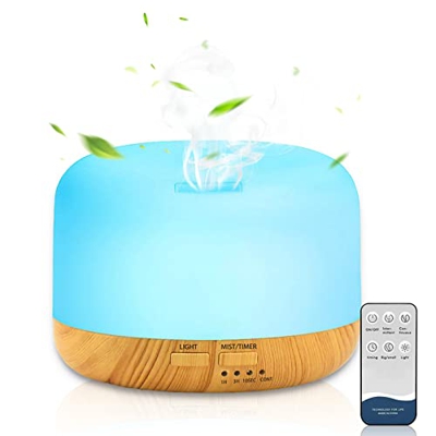 DASIAUTOEM Umidificatore Diffusore di aromi 450ml, Diffusore di Oli Essenziali, Ultrasuoni Umidificatore, Diffusore di Essenze con 7 LED Colori,Teleco
