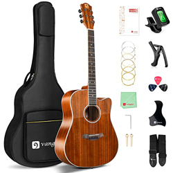 Vangoa 4/4 Chitarra Acustica 41 pollici Cutaway Dreadnought Acustica Chitarra con Borsa, Kits per Principianti, Lucido Marrone precio