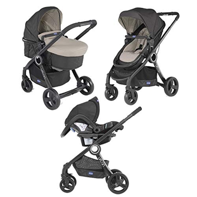 Chicco Duo Passeggino Urban Plus, da 0 Mesi a 15 kg, Con Seggiolino Auto Fix Gr 0+ incluso, con Navicella Semirigida, Seduta Reversibile, Chiusura Com