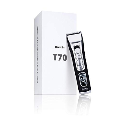 Karmin T70 - Tagliacapelli Professionale per Capelli per Uomo con Lama in Ceramica, Lama in Acciaio Inossidabile, Ricaricabile, Senza Fili