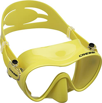 Cressi F1 Mask, Maschera Subacquea Monovetro Temperato del Tipo Frameless, Giallo