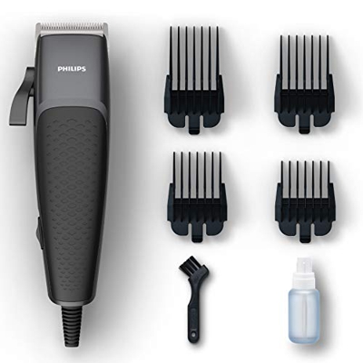 Philips HC3100/15 Pro Clipper Tagliacapelli con Motore Lineare a Bobina in Filo di Rame e Lame Tip2Tip 100% in Acciaio, 4 Pettini (0.5-12 mm), Cavo da