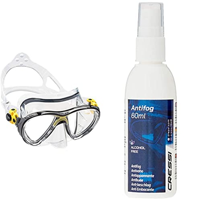 Cressi Big Eyes Evolution Silicone, Maschera Subacquea di Alta qualità Unisex – Adulto, Trasparente/Giallo & Premium Anti Fog, Spray O Gel Antiappanna