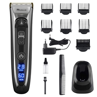 Tagliacapelli Uomo, Lovebay 11 in 1 Regolabarba Uom, Rasoio Elettrico Barba Capelli, 28 Lunghezze 7 Accessori, Tagliacapelli con Lame in Ceramica / Ti