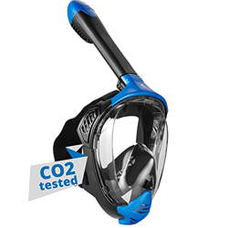 Khroom® Maschera da Snorkeling sicura Testata da TÜV® con CO2 Modello 2021 | per Adulti e Bambini | Seaview BC (Blu Opaco, S/M) precio