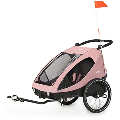 Hauck 2 in 1 Fahrradanhänger und Buggy DRYK DUO/Zwei Kinder/ab 6 Monate/Schnelle Befestigung am Fahrrad/Einfacher Umbau/Luftreifen Hinten/XL Stauraum 