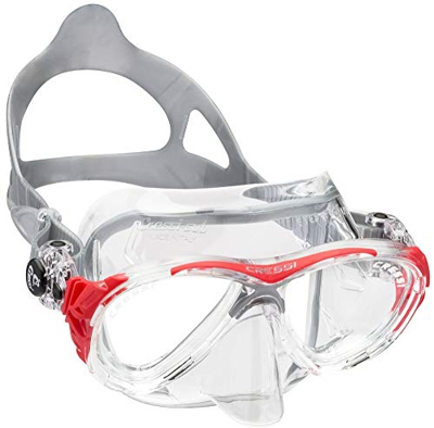 Cressi Eyes Evolution Crystal Maschera Subacquea con Alte Prestazioni, Unisex Adulto, Trasparente/Rosso