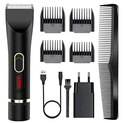 Tagliacapelli, Moevert Macchinetta per Capelli Professionale Rasoio Elettrico Taglia Capelli Uomo Senza Filo Regolabarba con 4 Pettine Schermo LCD Ric