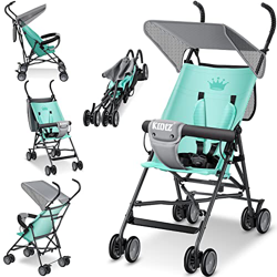 KIDIZ® Passeggino CITY Passeggino Passeggino per bambini pieghevole Passeggino reclinabile a 360° con ruote da 4 pollici incluso Parasole, Mint verde en oferta