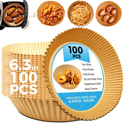 100 Pezzi Carta da Forno per Friggitrice ad Aria, usa e Getta Carta Forno Friggitrice ad Aria, Antiaderente non Sbiancata Carta per Friggitrice ad Ari precio