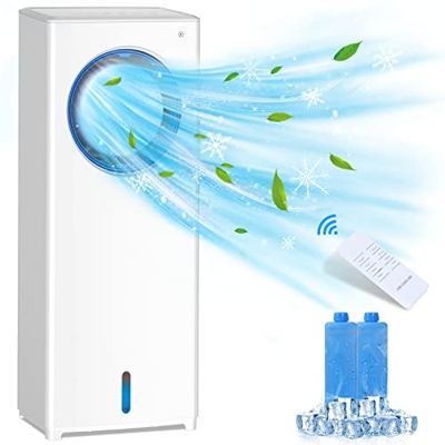 Condizionatore d'aria, YIJU Raffreddatore d'aria con design Senza Ventola, 3 Modalità e 3 Intensità, Grande Serbatoio dell'acqua da 2 L, 4 Impostazion