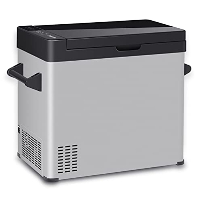 WOLTU Frigorifero Portatile 60L Mini Frigo per Auto 12V 220V Frigorifero Piccolo da Campeggio Camera Ufficio, Mantiene al Caldo e Freddo, Nero+Argento
