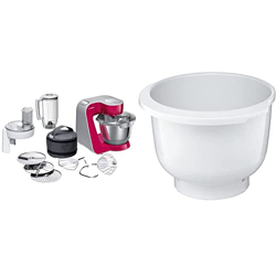 Bosch MUM5 Impastatrice Planetaria Robot da Cucina Multifunzione, 1000 W, 7 Velocità & MUZ5KR1 Ciotola in plastica per Macchina da Cucina, Bianco precio
