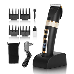 Aigostar Sharper-Tagliacapelli professionale con motore CC, 4 pettini guida di precisione, lama più affilata in titanio e ceramica. Schermo LED con ba características