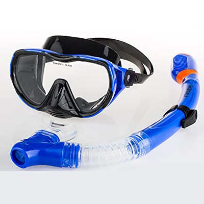 RABIGALA Set da snorkeling con boccaglio e maschera da immersione, set da snorkeling anti-appannamento, con tubo di respirazione, valvola unidireziona