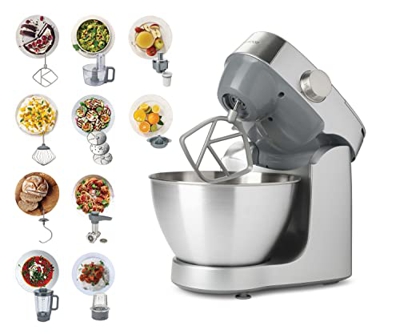Kenwood Prospero Plus, Impastatrice Planetaria, Food Mixer con Gancio per Impasto, Frusta K, Frullatore in Vetro, Ciotola Multifunzione, Spremiagrumi,