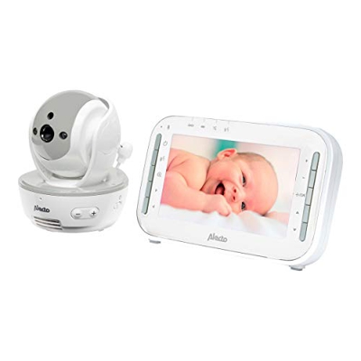 Alecto DVM-200GS - Baby monitor con display a colori da 4,3", bianco/grigio
