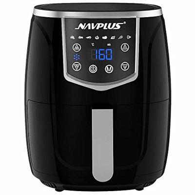 Navplus Friggitrice ad Aria Calda,Friggitrice Senza Olio da 5,5 L, Air Fryer con 8 Funzioni Preimpostate, Pannello touch a led,Tempo e Temperatura Reg