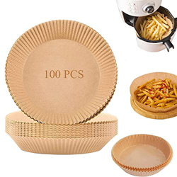 SHJOEE 100Pcs Carta Pergamena per Friggitrice ad Aria Rotondo Antigrasso Fodera in Carta Monouso per Air Fryer Carta Oleata Antiaderente Multiuso Appl precio