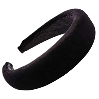 ZOOMY Fascia Imbottita per Donna in Spugna Larga Velluto Glitterato Colore Caramelle per Capelli Vintage Party Elastico Spesso - Scuro