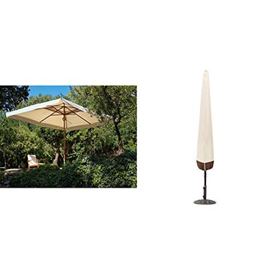 My Garden Oasis Ombrellone da Giardino, 3 x 3 Metri, Ecru & Amazon Basics Copertura per ombrellone