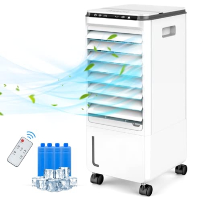 4 in 1 Raffreddatore d'Aria Climatizzatore portatile telecomando,Umidificatore,Ventilatore,Purificatore 3 Velocità 7L Serbatoio dell'acqua di grande c