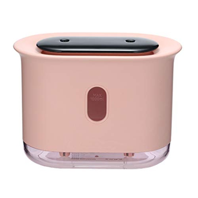 Decdeal 1 Umidificatore a Doppio Ugello 1000 ml - Diffusore Ambiente Senza Fili,con Schermo Digitale + Luce Notturna (Rosa)