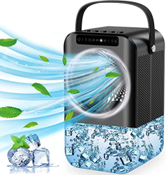 Mini Raffreddatore D'aria, 3 Velocità Condizionatore Portatile 600ML Serbatoio Basso Rumore Condizionatore Portatile Freddo con 7 Colori Luce per Casa precio