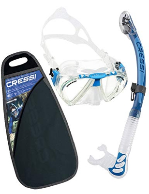 Cressi Penta Alpha/Ud, Set Snorkeling Maschera e Snorkel Unisex – Adulto, Trasparente/Blu