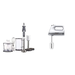 Kenwood HDP404WH Mixer ad Immersione, 800 W, Tritatutto da 0,5 l, Bicchiere graduato da 0,75 L, Plastica, Bianco & HMP30.A0SI Sbattitore, 450 W, plast características