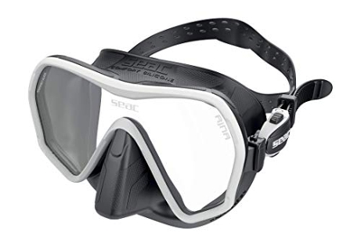 SEAC Ajna, Maschera da Immersioni Subacquee Frameless con Ampia visuale, Facciale 100% Silicone Unisex Adulto, Nero/Bianco, Standard