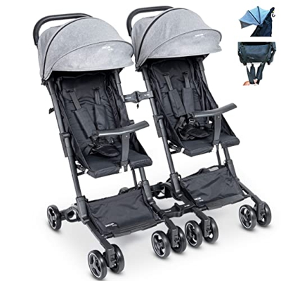 PassegginoPiumaTwin0+ Deluxe Gemellare o Fratellare Ultraleggero 2.0 Da Viaggio Reclinabile Super Accessoriato da 6 mesi a 25 Kg Bagaglio Aereo Passeg