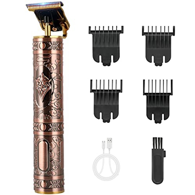 Krfilas Tagliacapelli professionale per uomini, a batteria, con tagliacapelli e regolabarba, facile da usare, set di rifiniture per capelli (rame ross