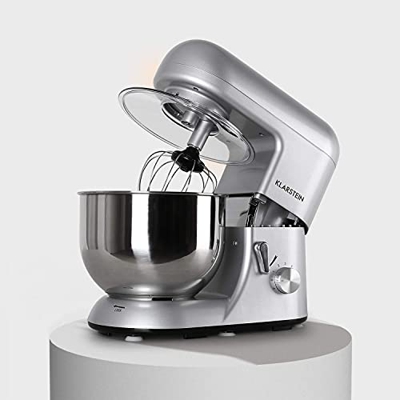 Klarstein Bella Argentea Robot da Cucina Multifunzione Mixer impastatrice planetaria (1200W, acciaio inox, 5.2 litri) silver