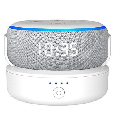 Base Batteria PlusAcc per Dot 3ª generazione - Batteria da 10000 mAh Accessori Portatili Dock per Batteria, con 12 ore di Riproduzione Nero (non inclu