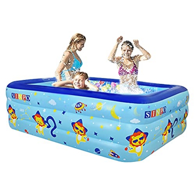 Kacsoo Piscina Gonfiabile Bambini Materiale Spesso in PVC Piscina Fuori Terra Funzione Super Drenaggio Piscine Rettangolari Fuori Terra 210 * 150 * 55