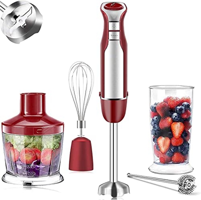 Frullatore a Immersione 5 in 1, Immersione Mixer 800W con TURBO, Tritatutto da 500 ml e Mixer da 600 ml senza BPA