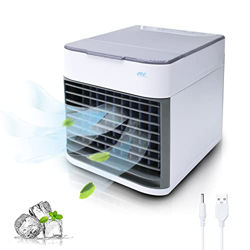 Mini Condizionatore Portatile 3 in 1: Raffreddatore d'aria/Umidificatore/Purificatore d'aria; Ventola silenziosa, con Luce LED; 3 velocità Regolabili  en oferta