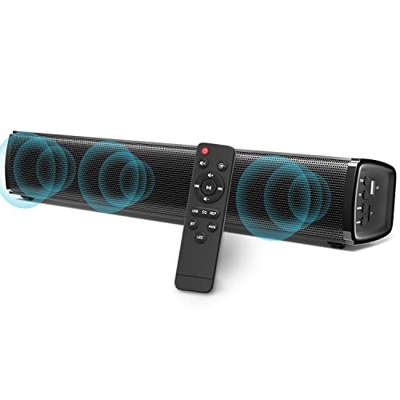 Soundbar, 2.1CH Surround Sound con subwoofer integrato 60W 16‘’ casse per tv Bluetooth/Ottico/Aux/RCA/USB 6 modalità EQ per TV, proiettore, interrutto