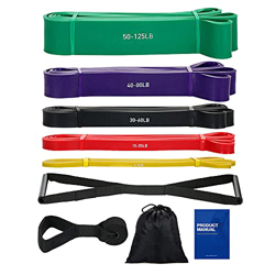 Fascia Elastica per Bodybuilding 5 Fasce Di Resistenza + 1 Ancoraggio per Porta + 1 Maniglia, Bodybuilding Sportivo in Lattice Naturale Elastico per B características
