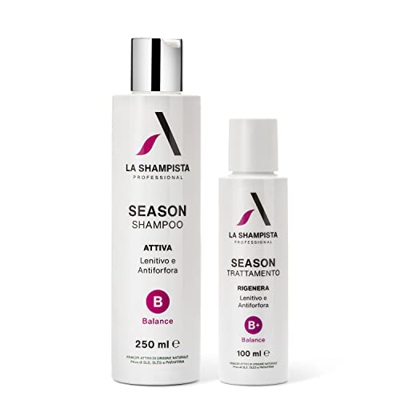 Season Shampoo & Trattamento Balance Professionale Psoriasi Cuoio Capelluto, Dermatite Seborroica, Lenitivo e Antiforfora La Shampista 350 ml