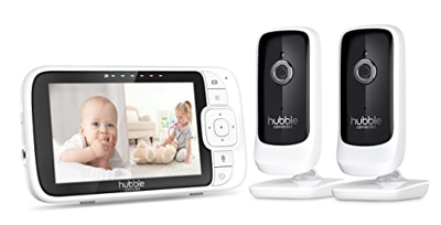 Hubble Nursery View Premium Twin Video Baby Monitor da 5-pollici con Zoom Digitale - Bianco