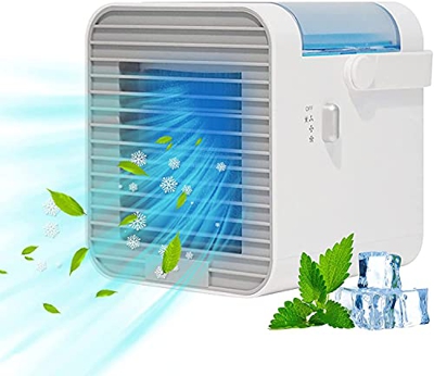 LUCKQS Blot Blast Portable Air Conditioner Fan Mini Aria condizionata USB Ricaricabile Condizionatore d'Aria Portatile con Manico e Luce Notturna per 