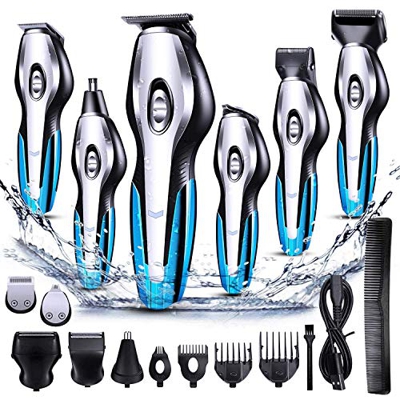 6 in 1 Tagliacapelli Uomo Professionale Elettrico Macchinetta Per Capelli Regolacapelli Uomo, Lama in Ceramica e Titanio, Ricaricabile Senza Fili, con