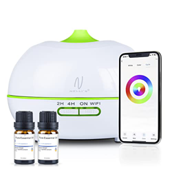 NELLI'S® Diffusore Di Oli Essenziali Profumatore per ambienti Umidificatore ambiente Vaporizzatore 400 ml Version 2022 con 2 Oli essenziali BIANCO LUC características