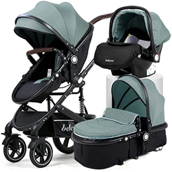 Trio Set Passeggino 3 in 1, Passeggini Pieghevoli Passeggino Leggero Compatto per Bambini da 0 Mesi fino a 3 Anni, Ovetto, Ampia Cappottina, Maniglion precio