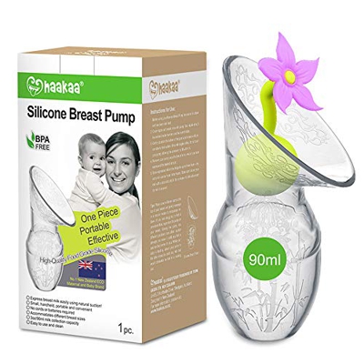 Haakaa tiralatte manuale con tappo a fiore, 100% silicone per uso alimentare, senza BPA(3oz/90ml, viola)